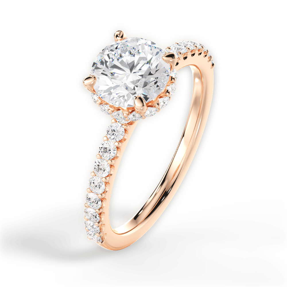 Isabella Round Cut Lab Grown Diamond 18Kt Rose Gold Engagement Ring - View 3