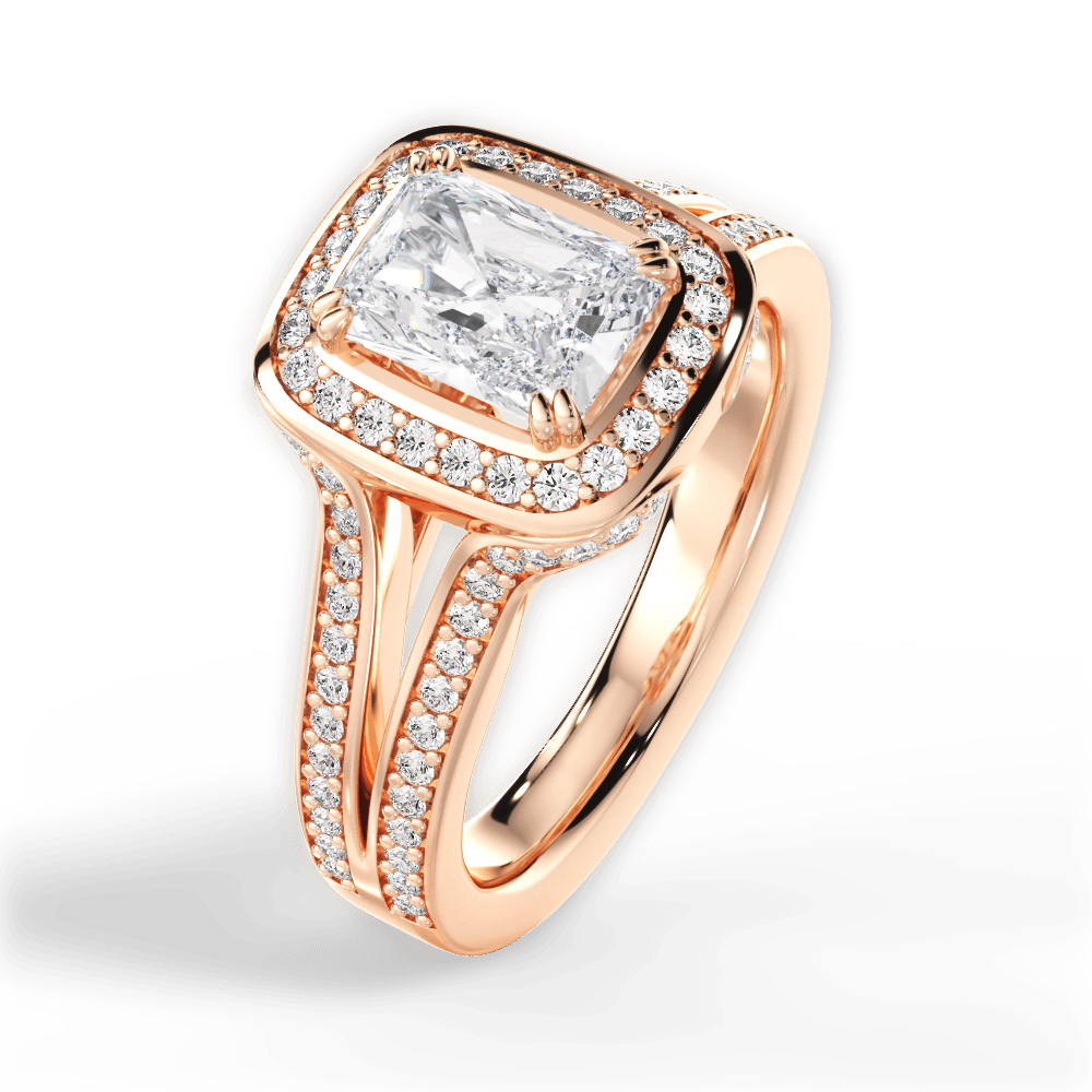 Mackenzie Radiant Cut Lab Grown Diamond 18Kt Rose Gold Engagement Ring - View 2