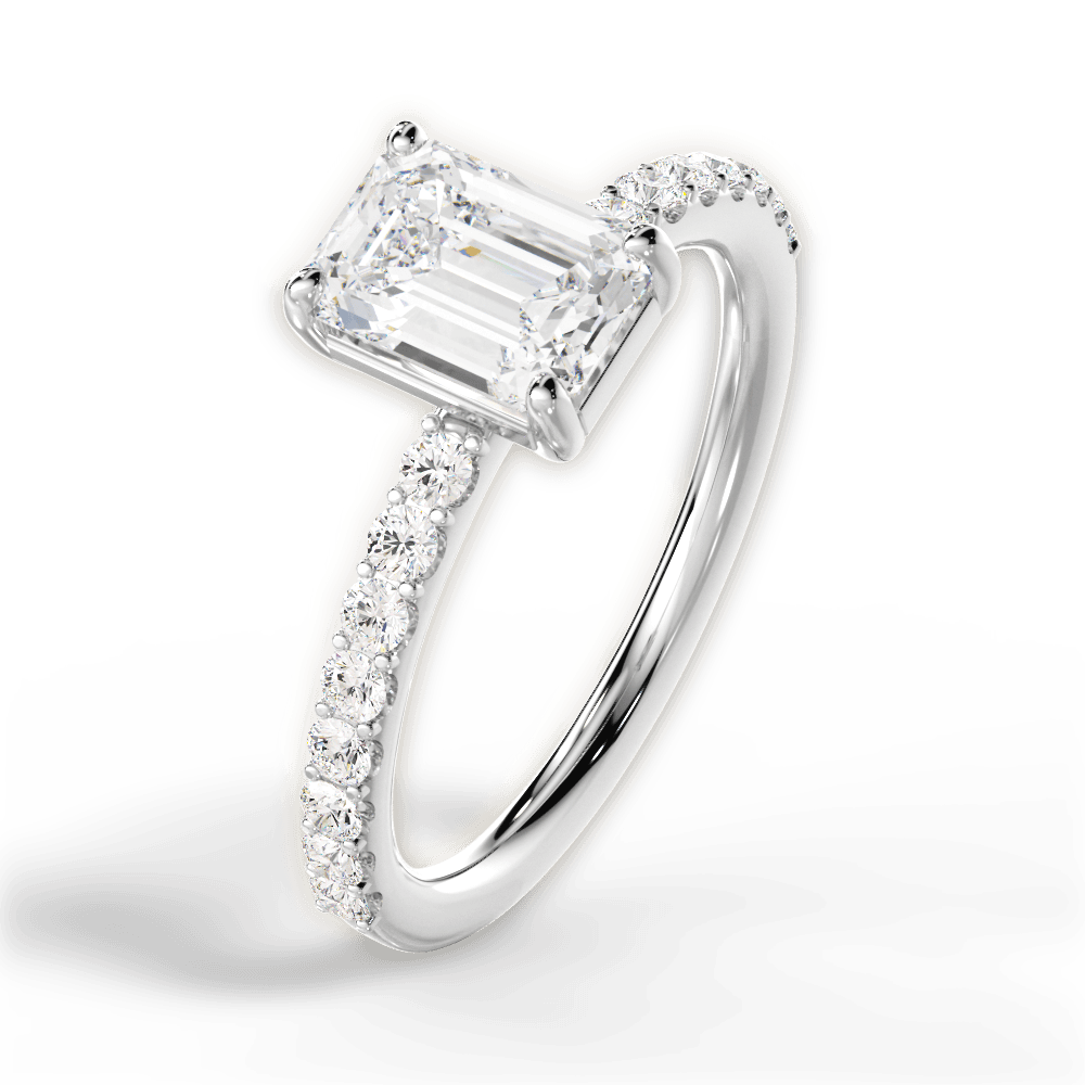 Elsie Emerald Cut Lab Grown Diamond Platinum Engagement Ring - View 4