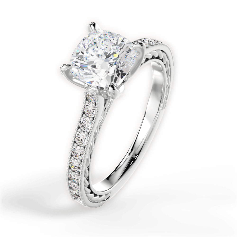 Gilda Cushion Cut Lab Grown Diamond 14Kt White Gold Engagement Ring - View 2