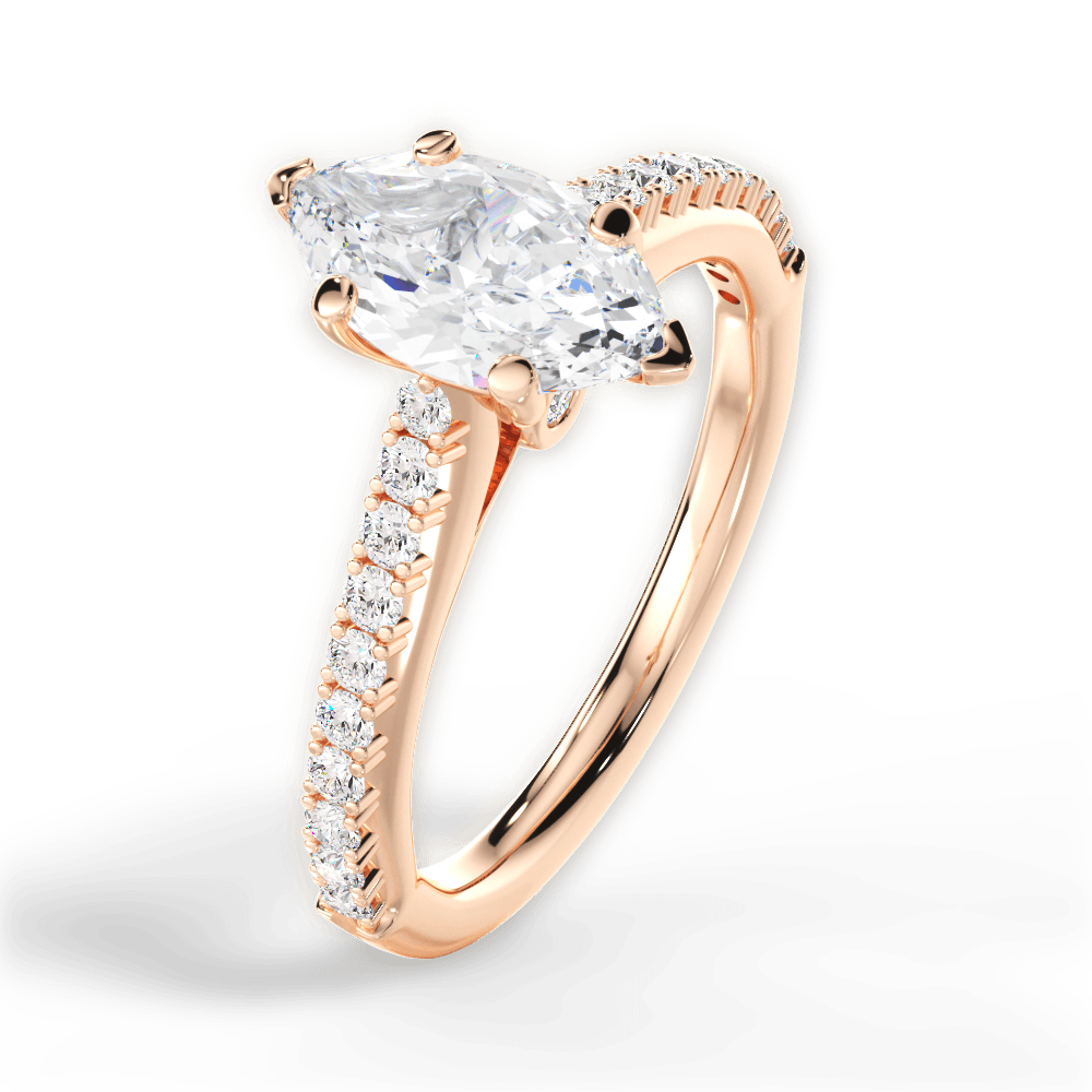 Frances Marquise Cut Lab Grown Diamond 18Kt Rose Gold Engagement Ring - View 3