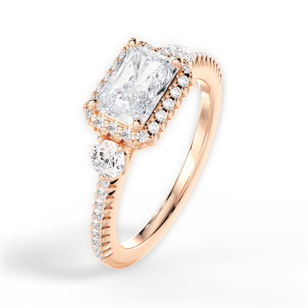 Kara Radiant Cut Lab Grown Diamond 18Kt Rose Gold Engagement Ring - View 3