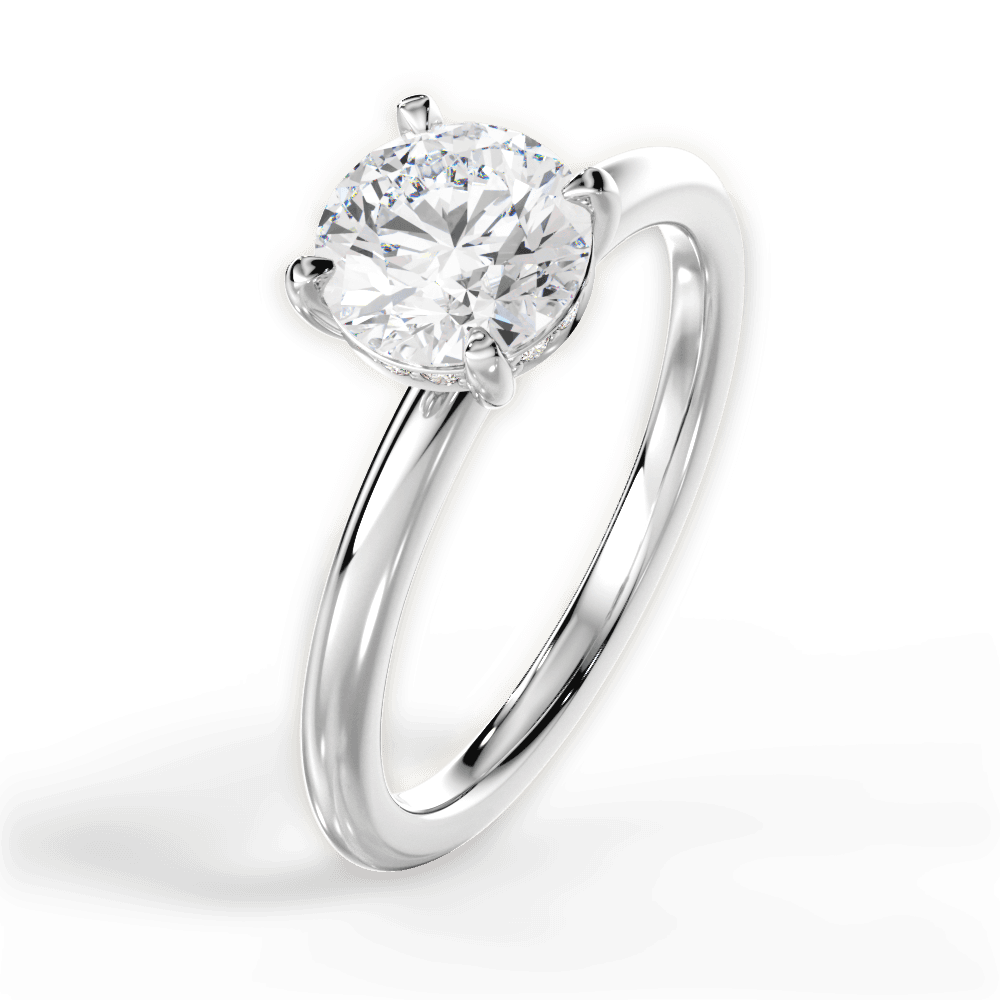 Brenda Round Cut Lab Grown Diamond 14Kt White Gold Engagement Ring - View 2