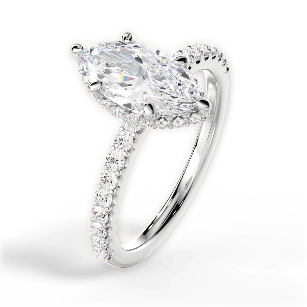Isabella Marquise Cut Lab Grown Diamond Platinum Engagement Ring - View 3