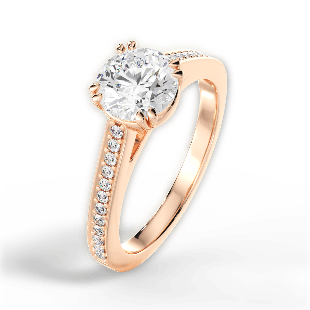 Denise Round Cut Lab Grown Diamond 18Kt Rose Gold Engagement Ring - View 2