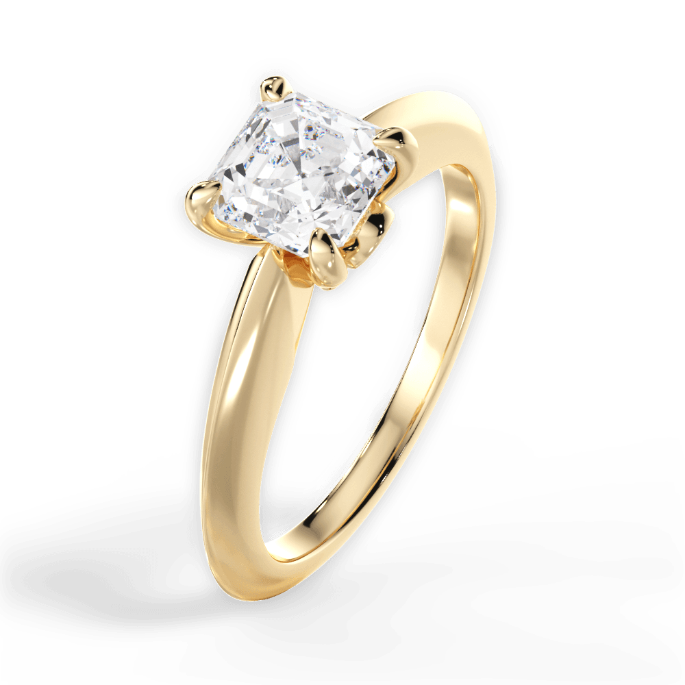 Diana Asscher Cut Lab Grown Diamond 18Kt Yellow Gold Engagement Ring - View 4
