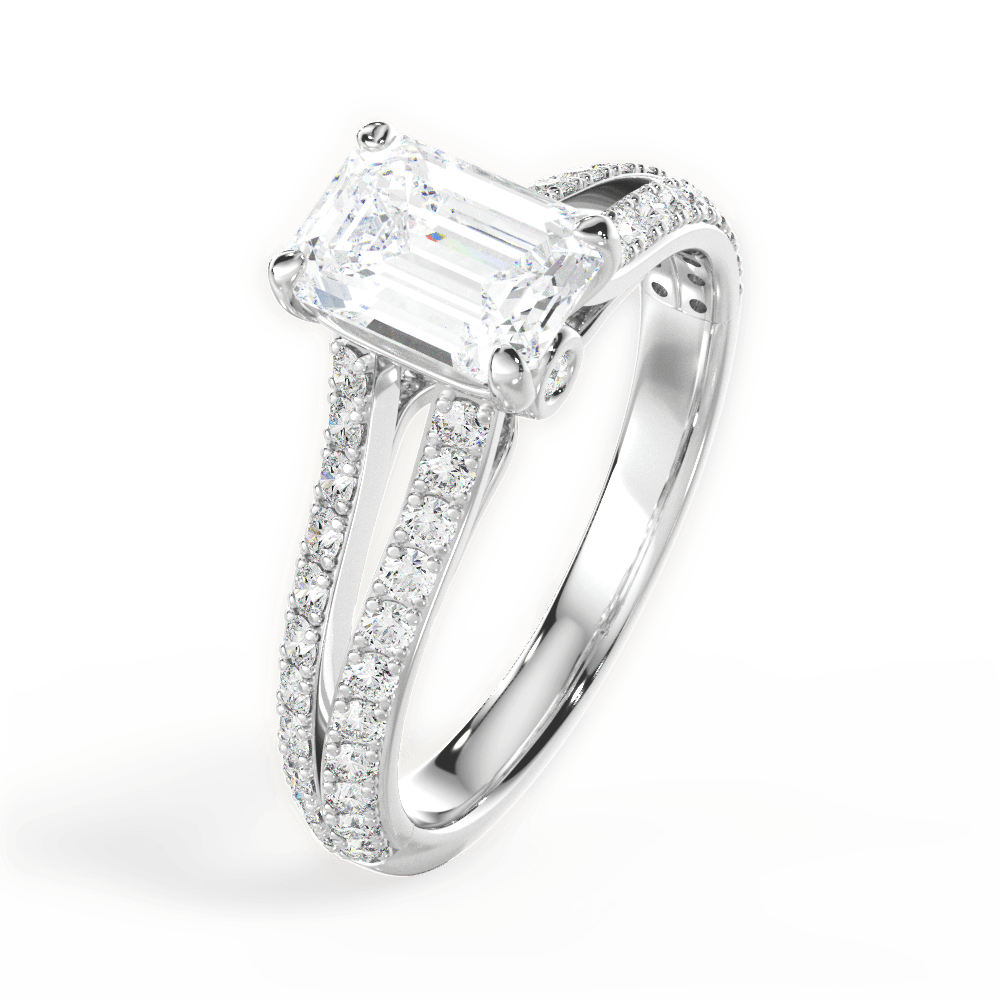 Kendra Emerald Cut Lab Grown Diamond Platinum Engagement Ring - View 3