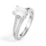 Kendra Emerald Cut Lab Grown Diamond Platinum Engagement Ring - View 3