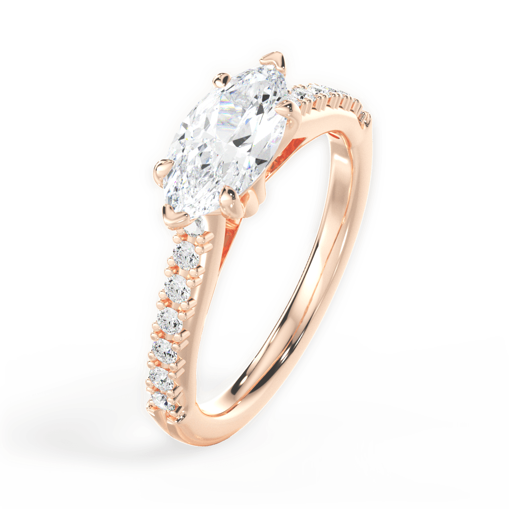 Diane Marquise Cut Lab Grown Diamond 18Kt Rose Gold Engagement Ring - View 2