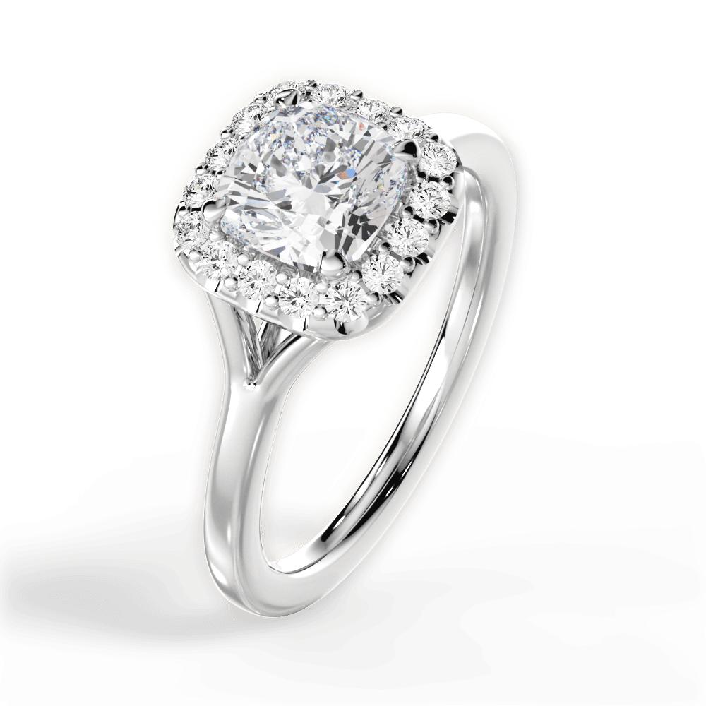 Geneva Cushion Cut Lab Grown Diamond 18Kt White Gold Engagement Ring - View 4