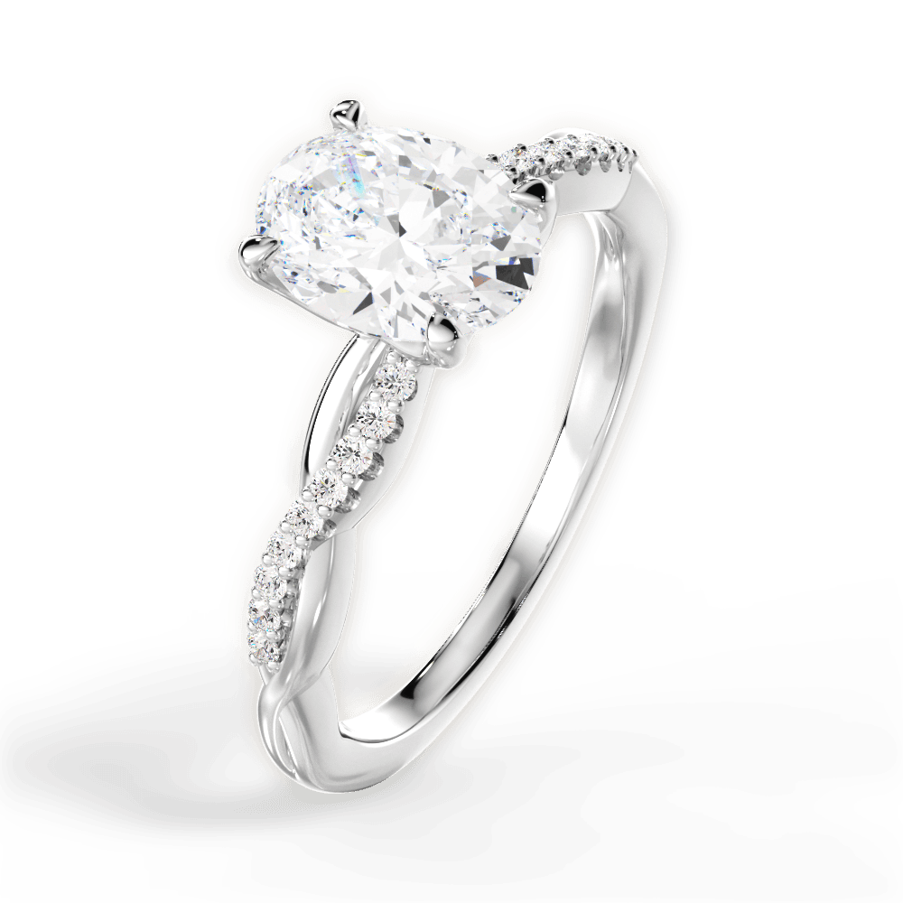 Charlotte Oval Cut Lab Grown Diamond 14Kt White Gold Engagement Ring - View 4