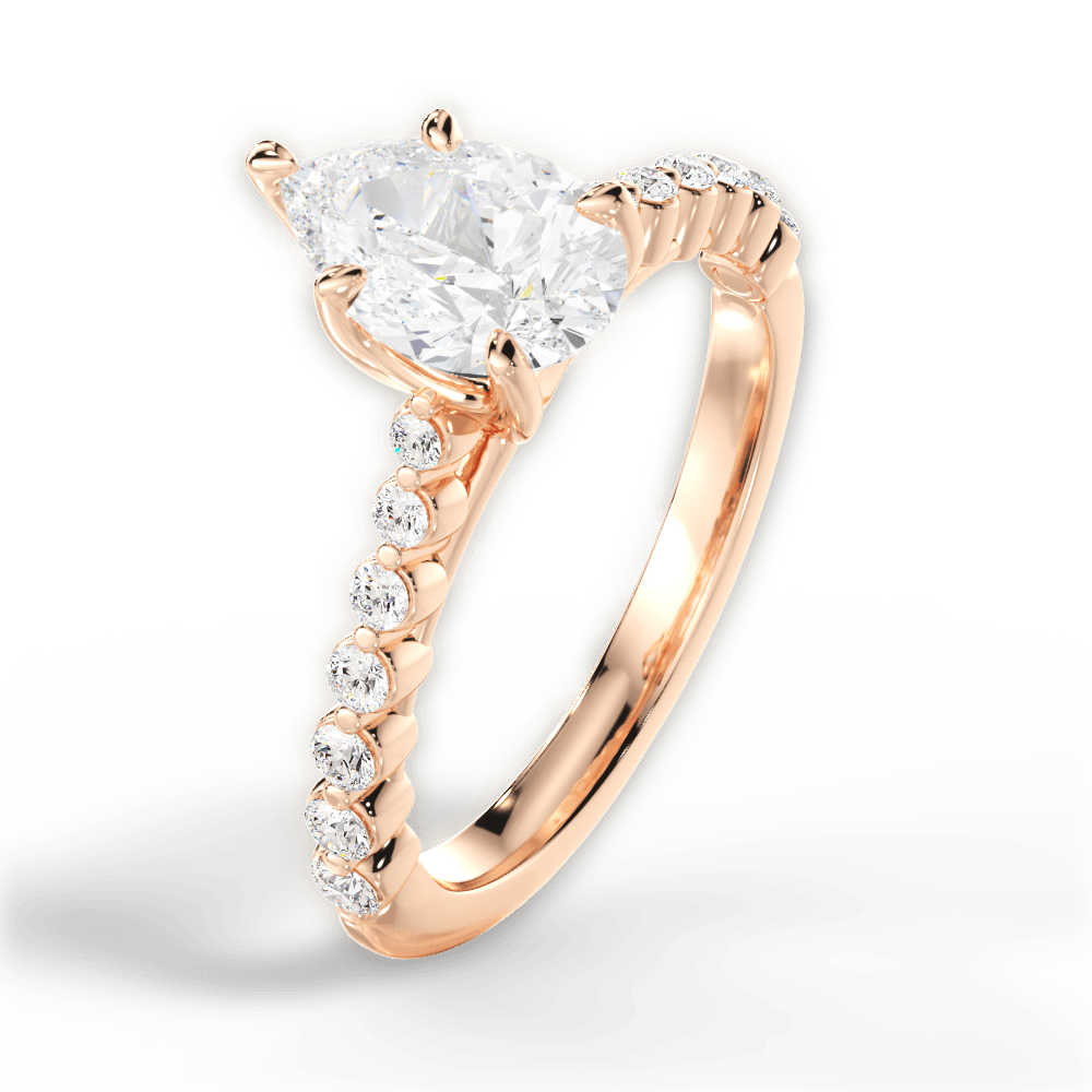 Dana Pear Cut Lab Grown Diamond 18Kt Rose Gold Engagement Ring - View 3