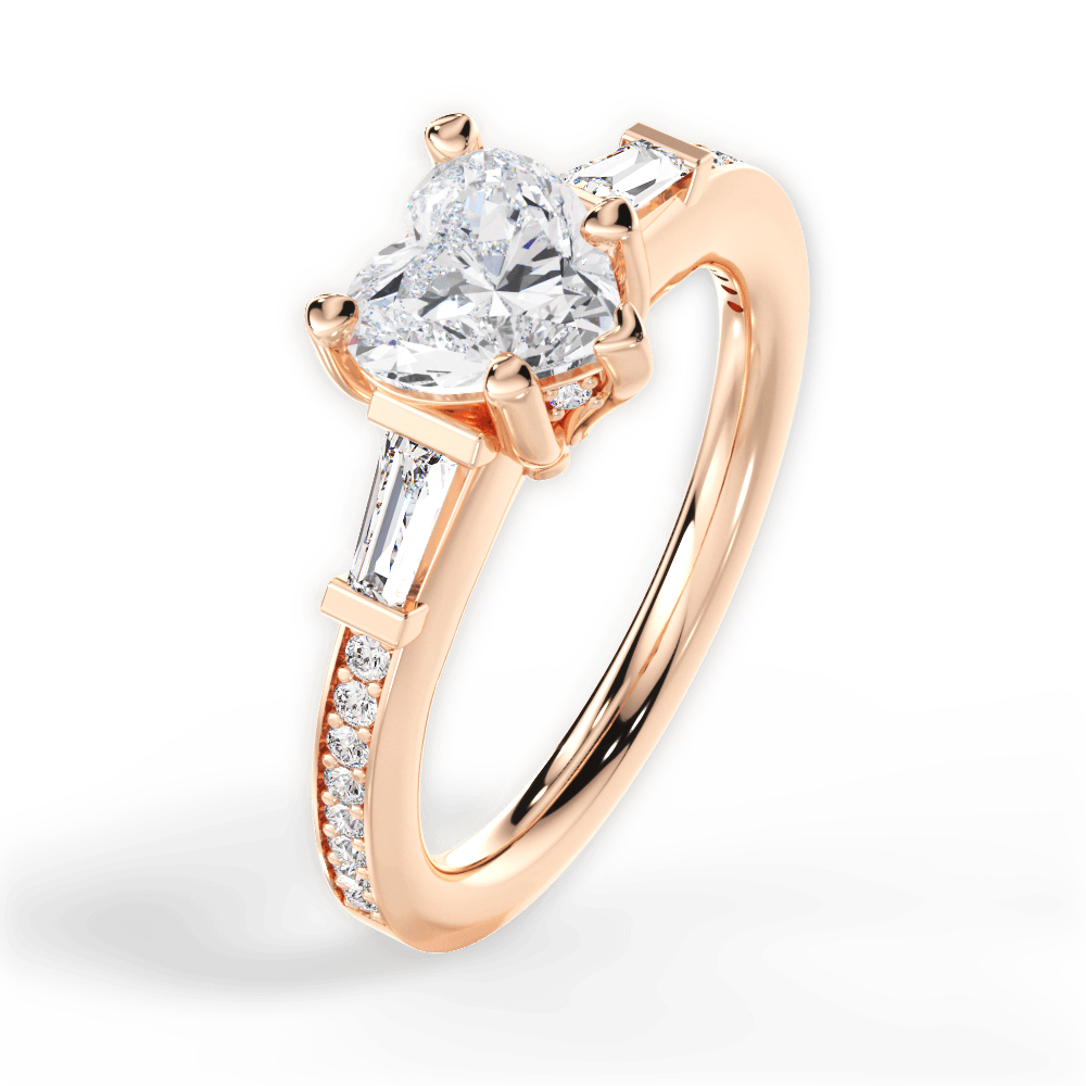 Katie Heart Cut Lab Grown Diamond 18Kt Rose Gold Engagement Ring - View 3