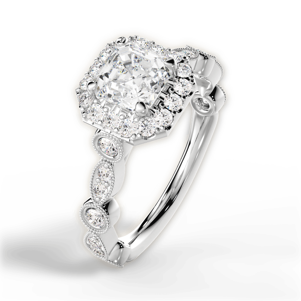 Irene Asscher Cut Lab Grown Diamond Platinum Engagement Ring - View 4