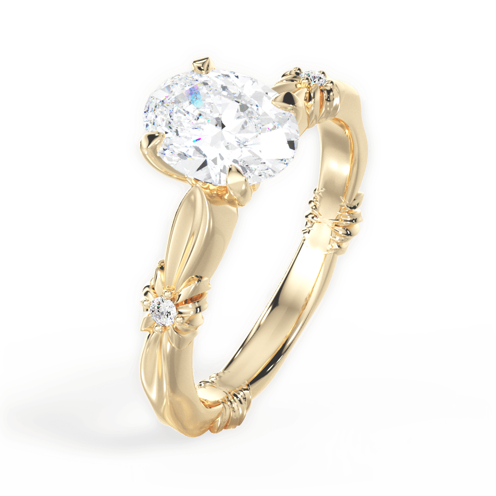Claire Oval Cut Lab Grown Diamond 18Kt Yellow Gold Engagement Ring - View 4