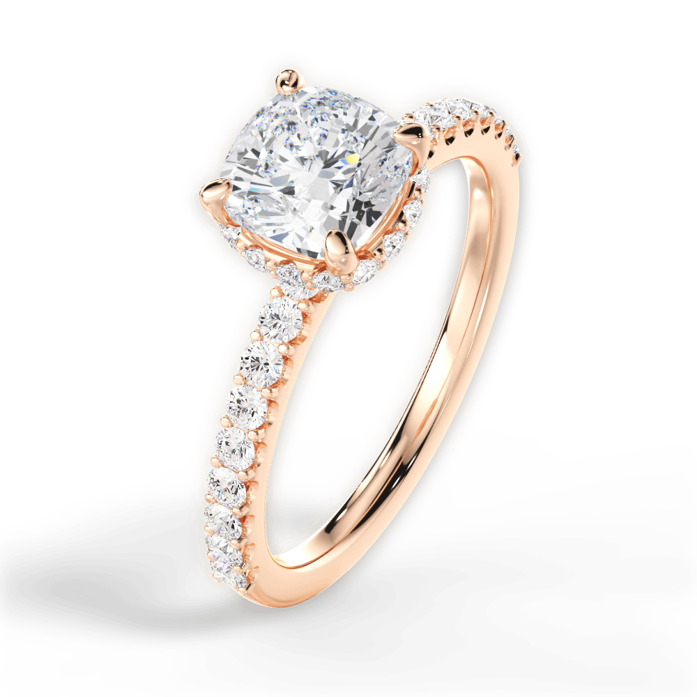 Isabella Cushion Cut Lab Grown Diamond 18Kt Rose Gold Engagement Ring - View 3