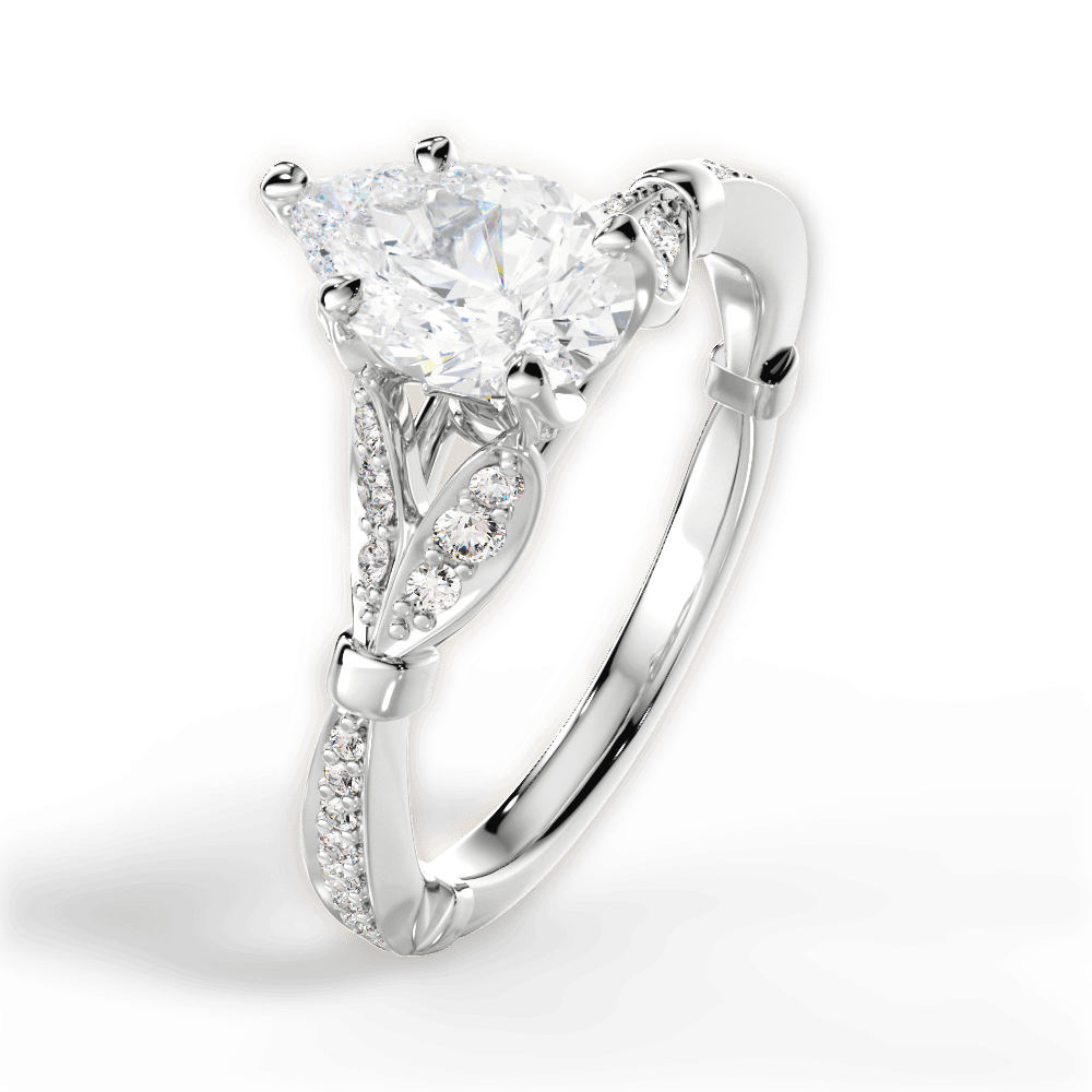 Geraldine Pear Cut Lab Grown Diamond 18Kt White Gold Engagement Ring - View 4