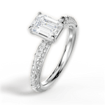 Gloria Emerald Cut Lab Grown Diamond 14Kt White Gold Engagement Ring - View 2