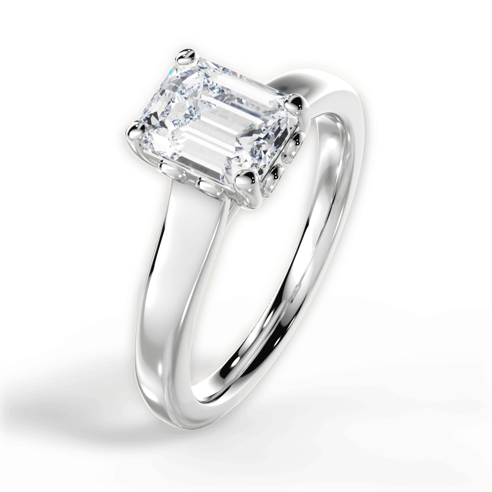 Carol Emerald Cut Lab Grown Diamond 18Kt White Gold Engagement Ring - View 3