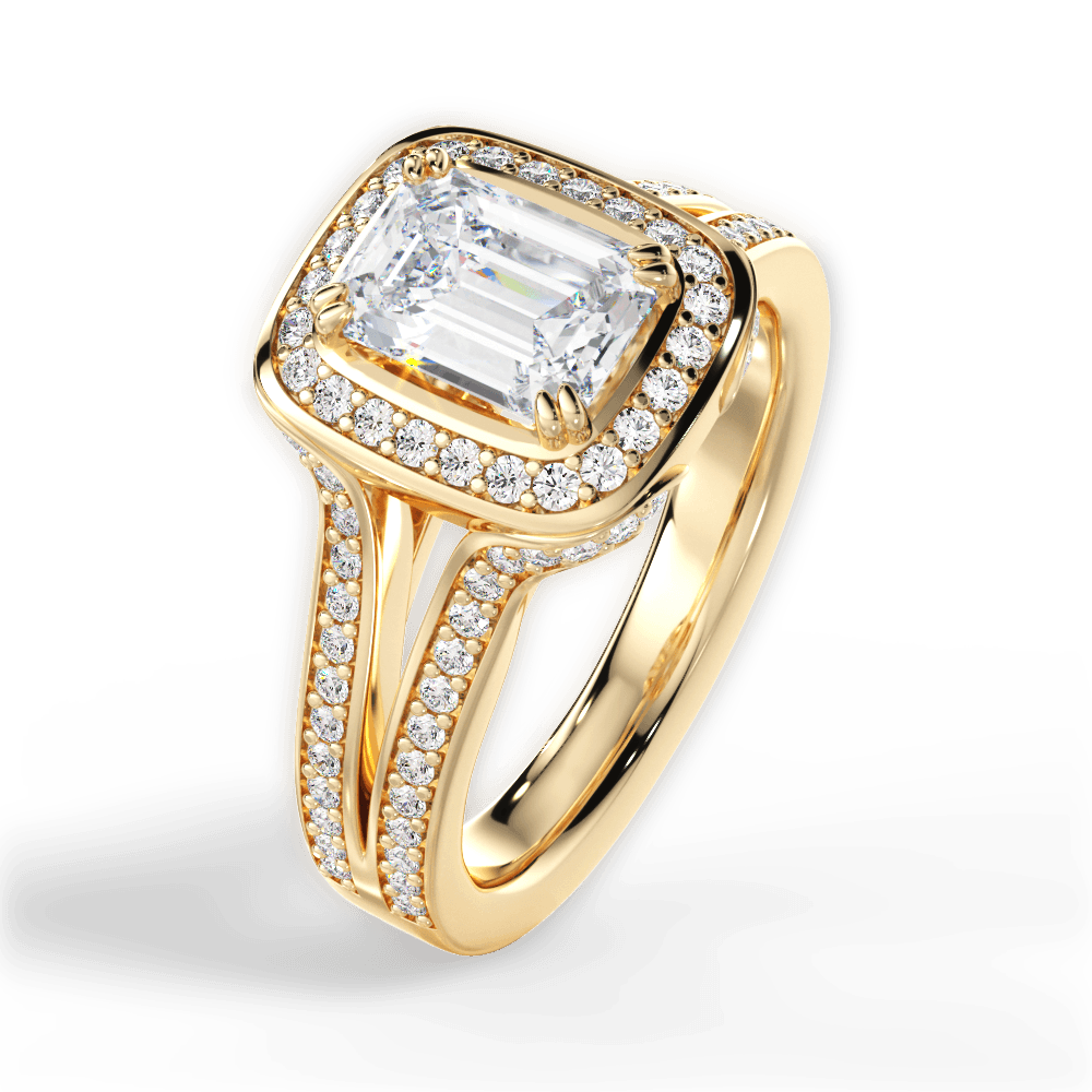 Mackenzie Emerald Cut Lab Grown Diamond 18Kt Yellow Gold Engagement Ring - View 4