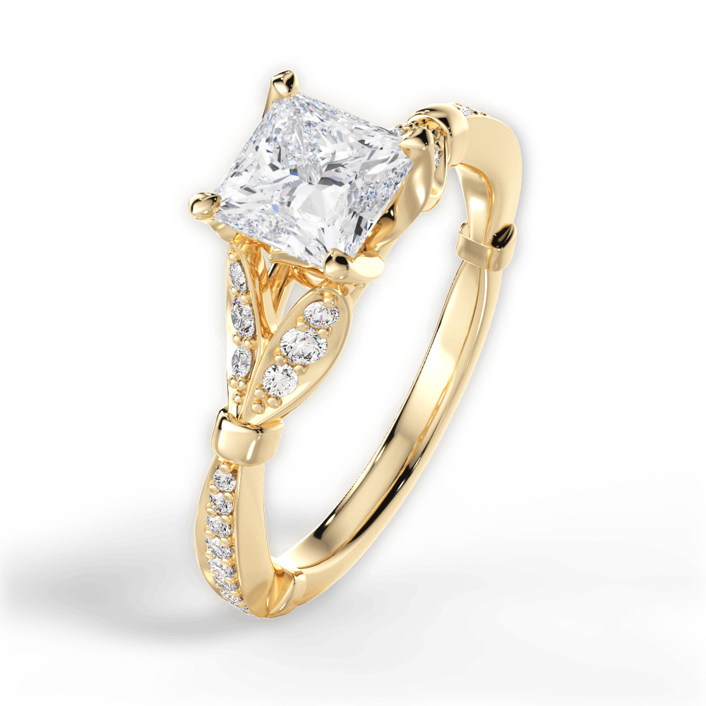 Geraldine Princess Cut Lab Grown Diamond 18Kt Yellow Gold Engagement Ring - View 2