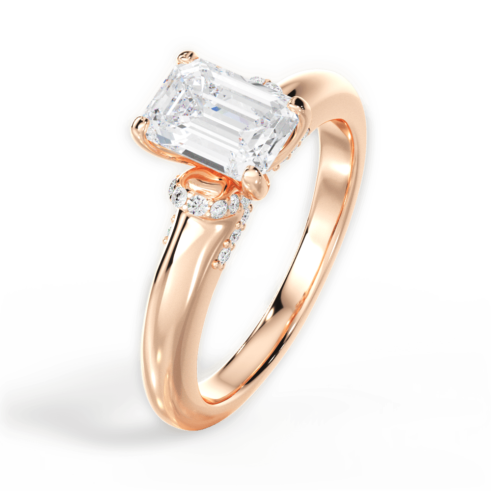 Florence Emerald Cut Lab Grown Diamond 18Kt Rose Gold Engagement Ring - View 4