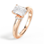 Florence Emerald Cut Lab Grown Diamond 18Kt Rose Gold Engagement Ring - View 4