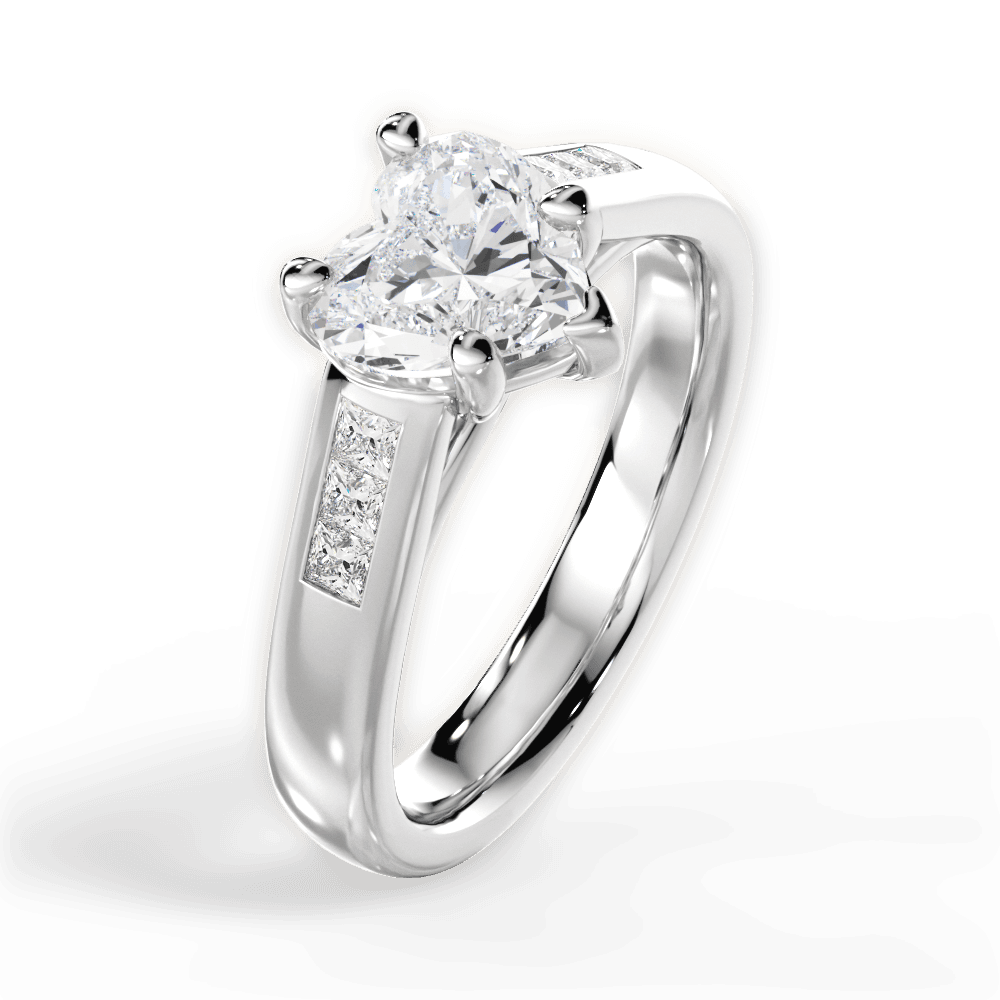 Brittany Heart Cut Lab Grown Diamond 18Kt White Gold Engagement Ring - View 2