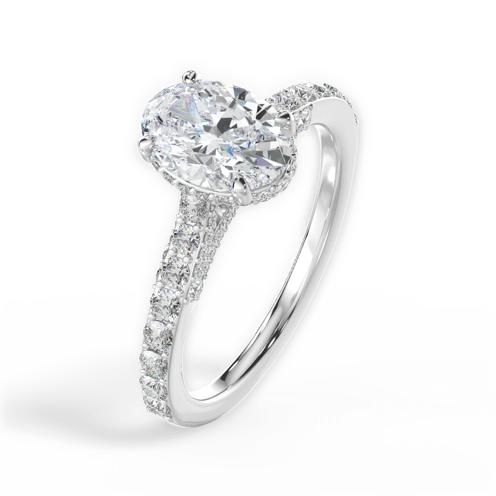 Laura Oval Cut Lab Grown Diamond 14Kt White Gold Engagement Ring - View 3