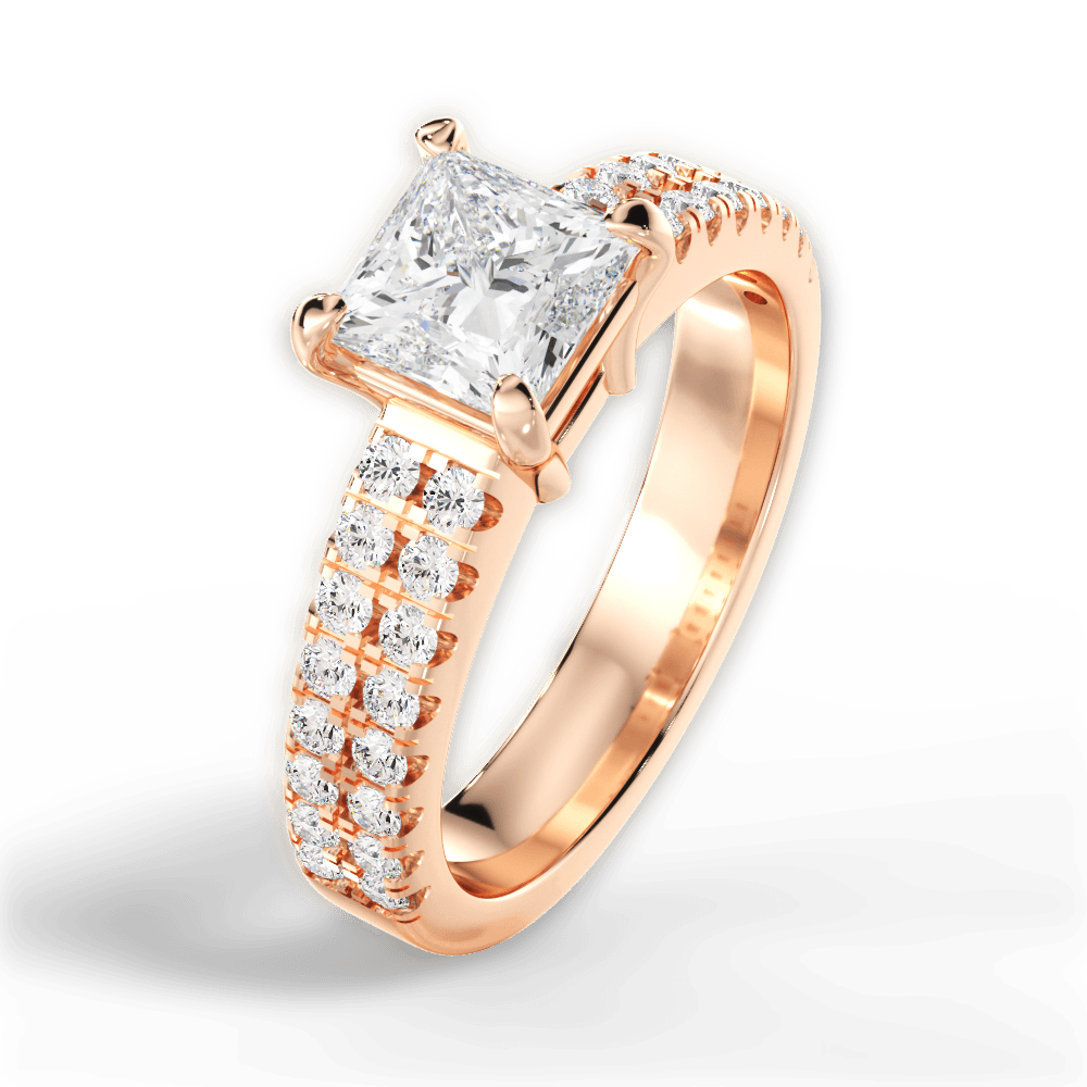 Kayla Princess Cut Lab Grown Diamond 18Kt Rose Gold Engagement Ring - View 3