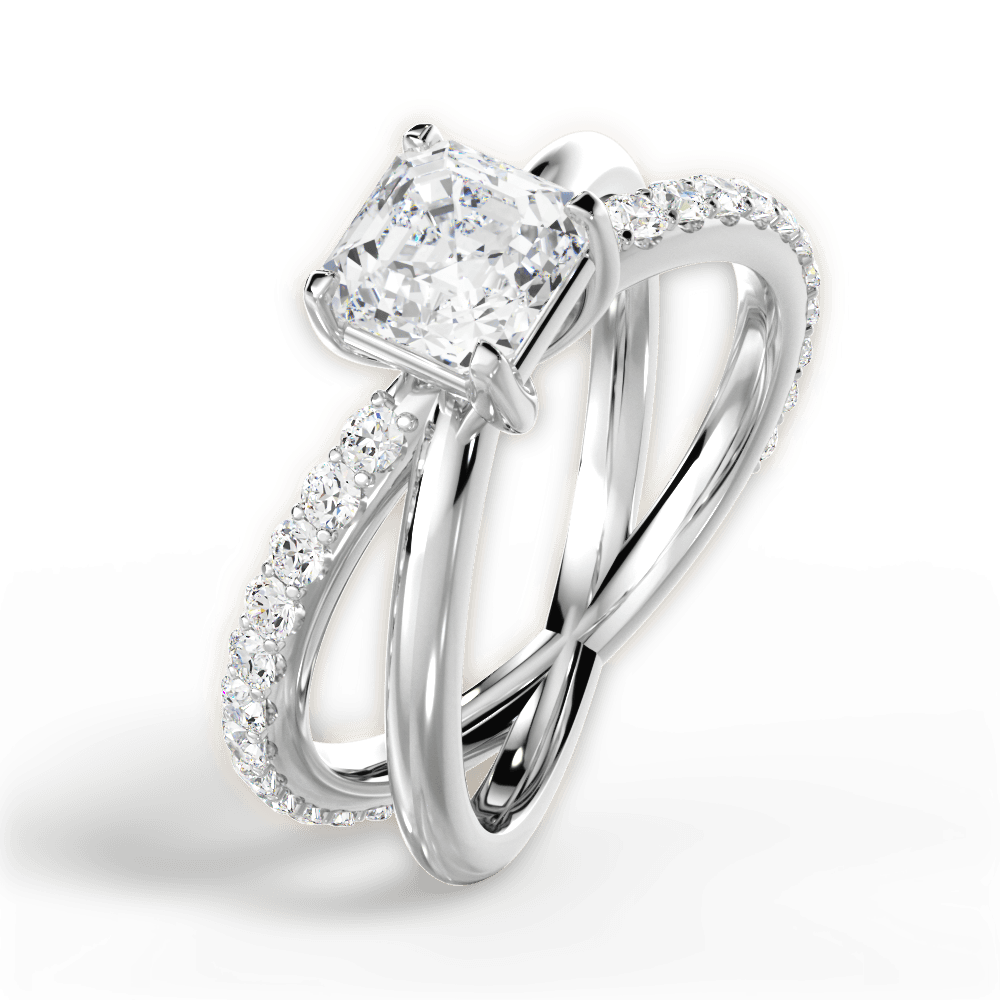 Jennifer Asscher Cut Lab Grown Diamond Platinum Engagement Ring - View 3