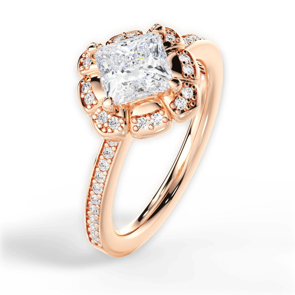 Hayley Princess Cut Lab Grown Diamond 18Kt Rose Gold Engagement Ring - View 2