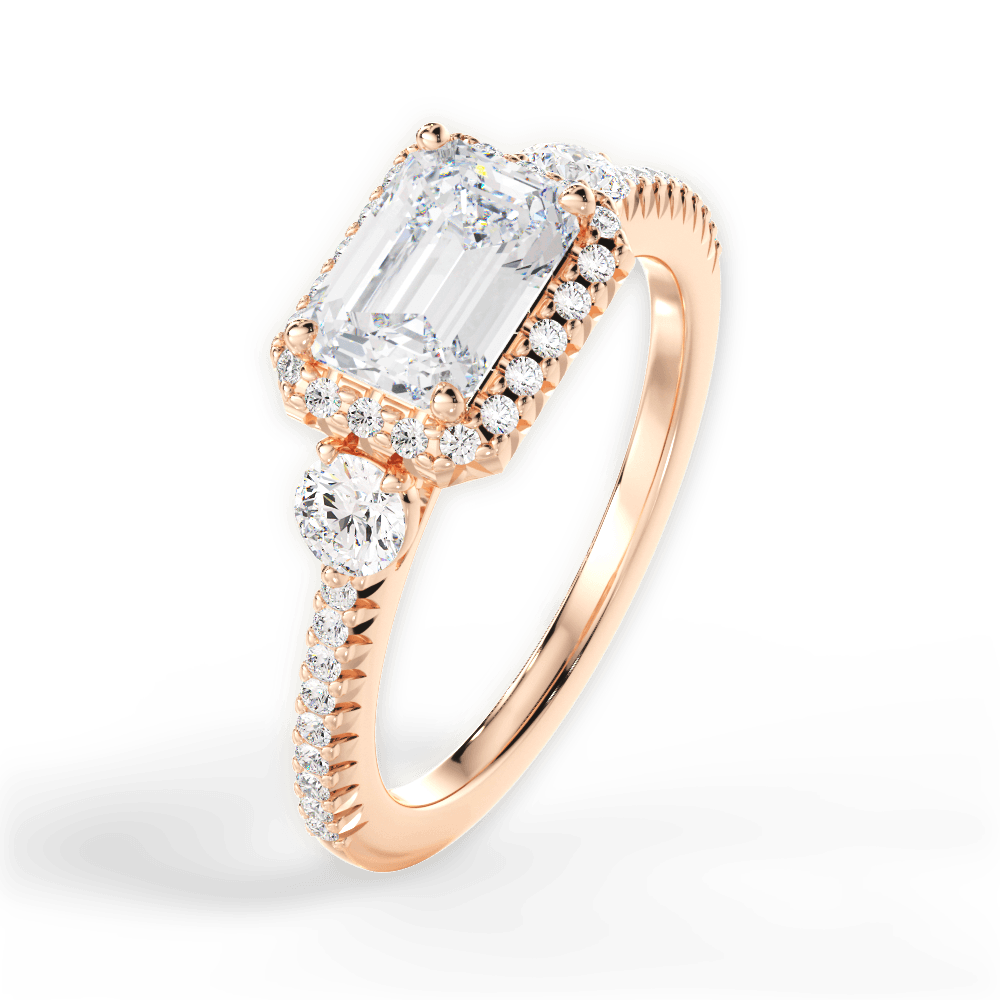 Kara Emerald Cut Lab Grown Diamond 18Kt Rose Gold Engagement Ring - View 4