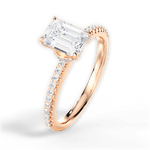 Giselle Emerald Cut Lab Grown Diamond 18Kt Rose Gold Engagement Ring - View 4