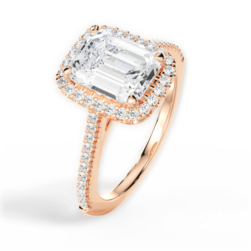 Jeanne Emerald Cut Lab Grown Diamond 18Kt Rose Gold Engagement Ring - View 4