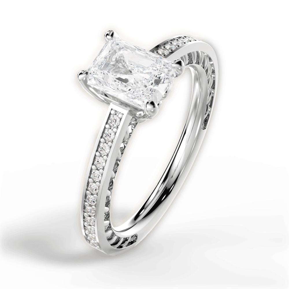 Donna Radiant Cut Lab Grown Diamond Platinum Engagement Ring - View 3