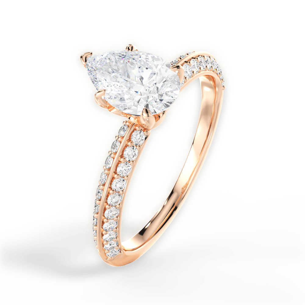 Gail Pear Cut Lab Grown Diamond 18Kt Rose Gold Engagement Ring - View 4