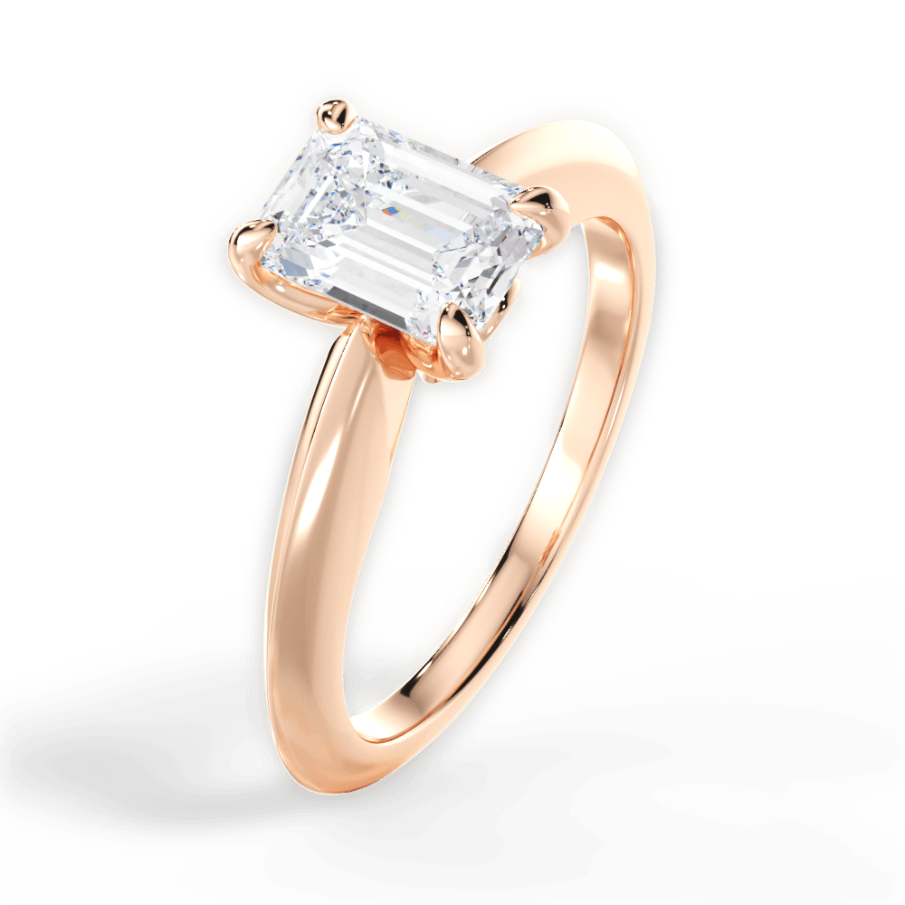 Diana Emerald Cut Lab Grown Diamond 18Kt Rose Gold Engagement Ring - View 4