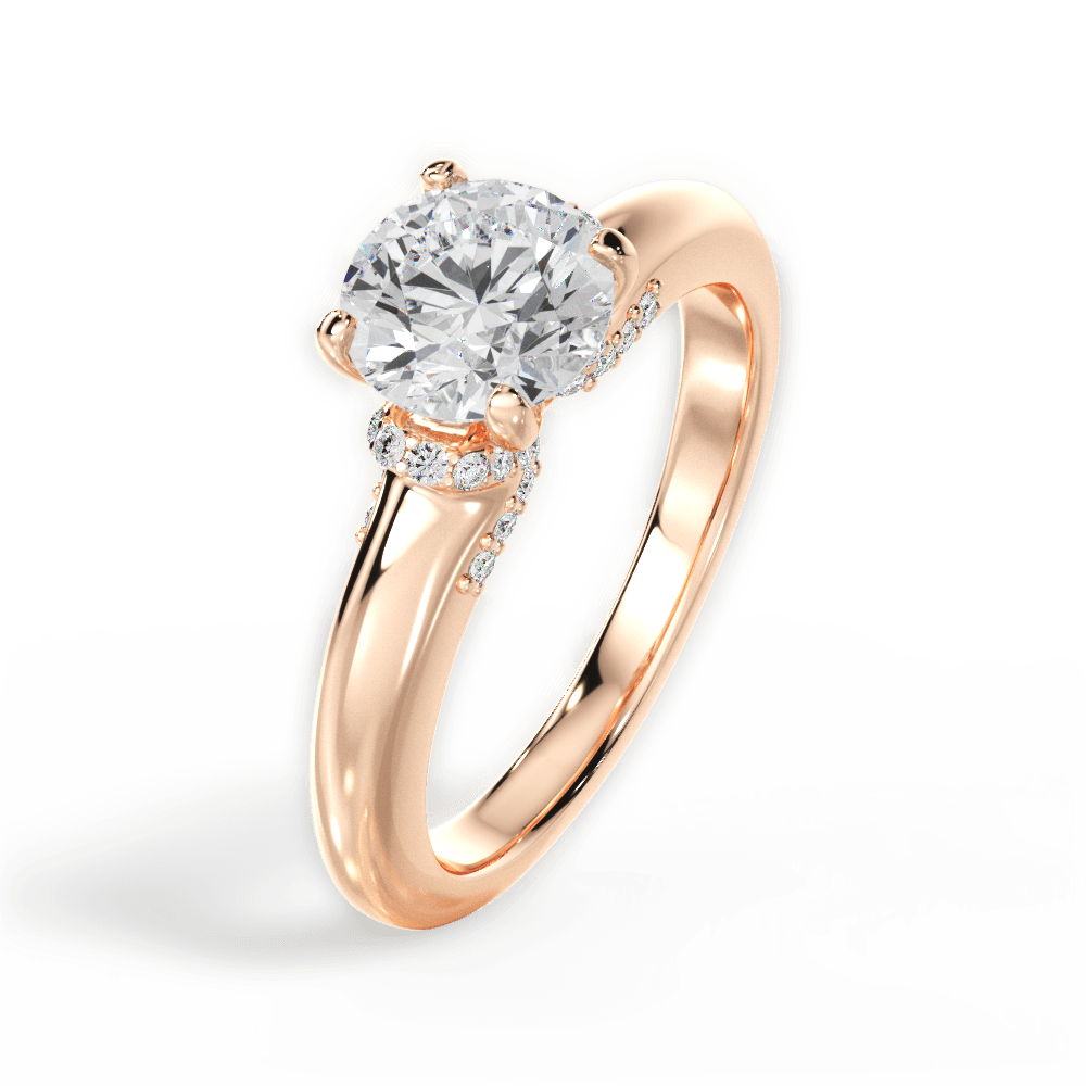 Florence Round Cut Lab Grown Diamond 18Kt Rose Gold Engagement Ring - View 3