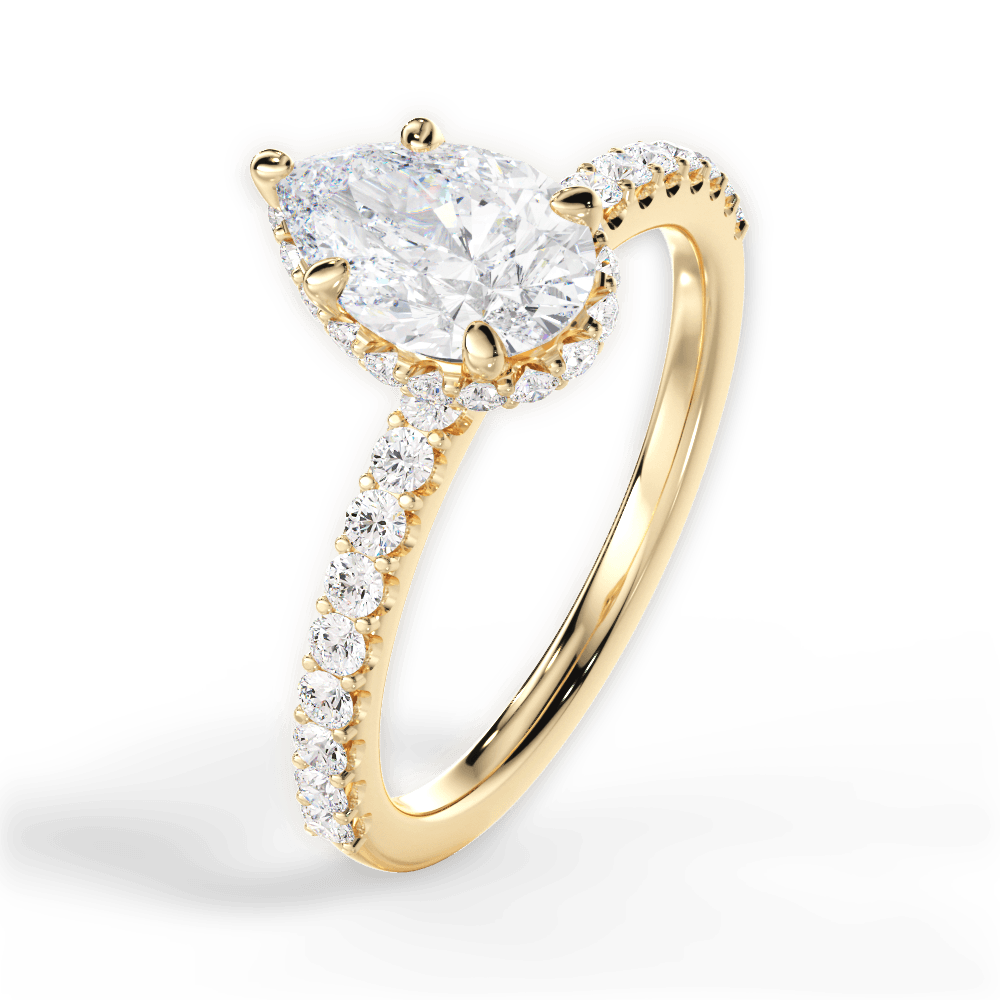 Isabella Pear Cut Lab Grown Diamond 18Kt Yellow Gold Engagement Ring - View 4