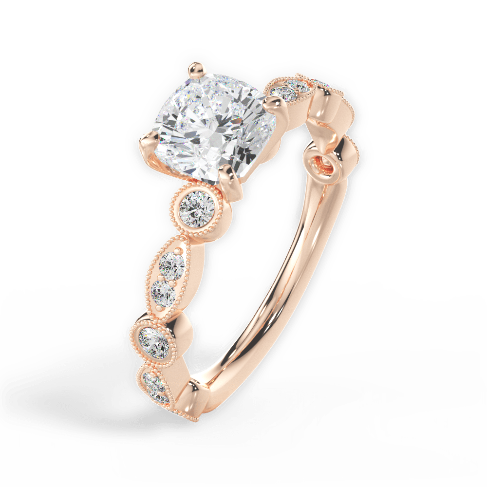 Edith Cushion Cut Lab Grown Diamond 18Kt Rose Gold Engagement Ring - View 3