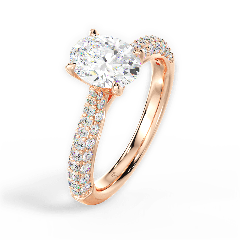 Kira Oval Cut Lab Grown Diamond 18Kt Rose Gold Engagement Ring - View 3