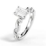 Emma Emerald Cut Lab Grown Diamond 14Kt White Gold Engagement Ring - View 3
