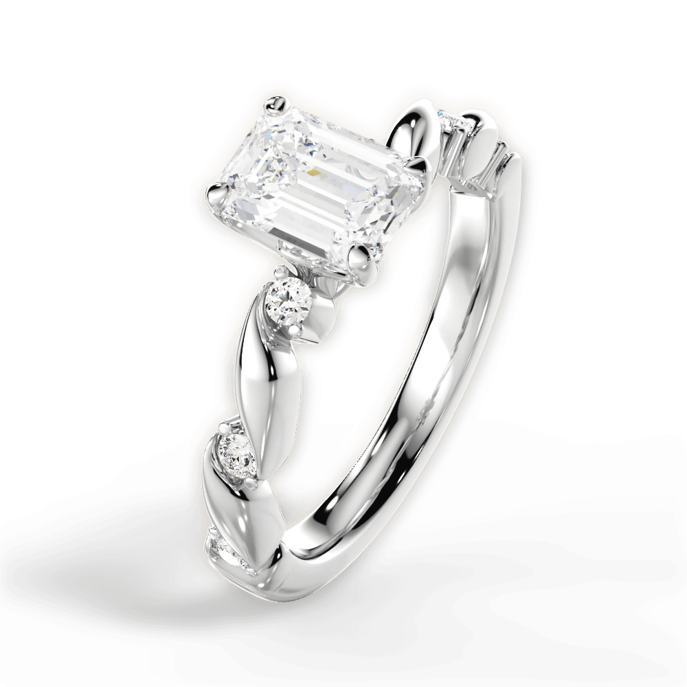 Emma Emerald Cut Lab Grown Diamond 18Kt White Gold Engagement Ring - View 3