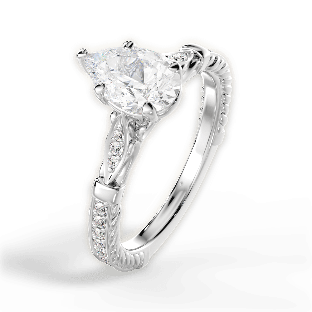 Gabriela Pear Cut Lab Grown Diamond Platinum Engagement Ring - View 3
