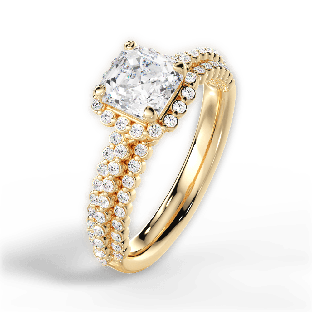 Jocelyn Asscher Cut Lab Grown Diamond 18Kt Yellow Gold Engagement Ring - View 2