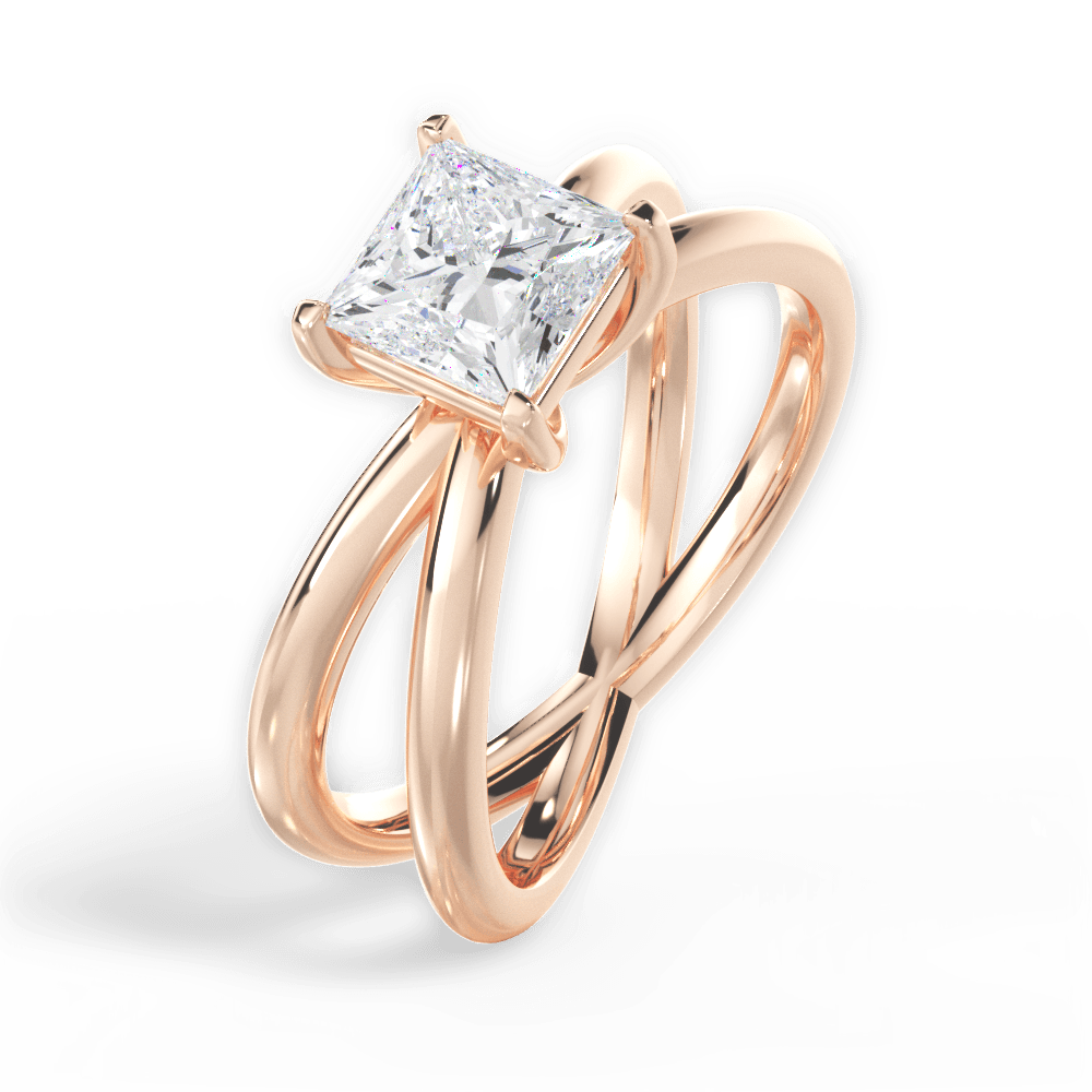 Ada Princess Cut Lab Grown Diamond 18Kt Rose Gold Engagement Ring - View 2