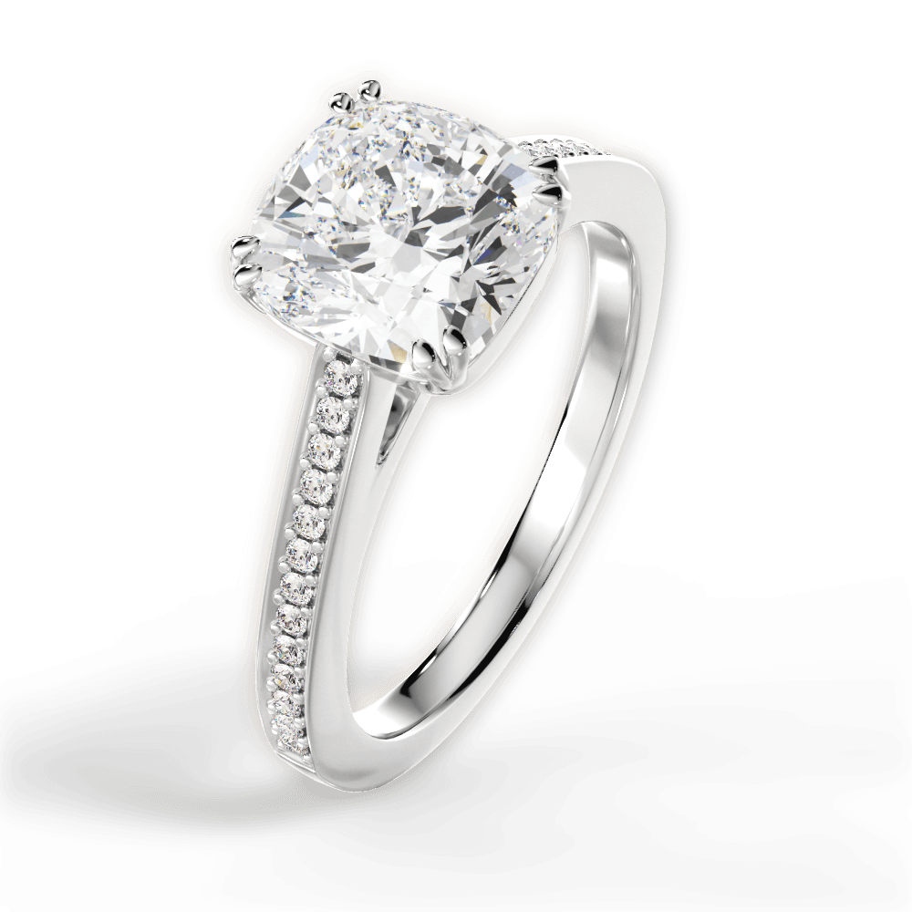 Denise Cushion Cut Lab Grown Diamond Platinum Engagement Ring - View 3