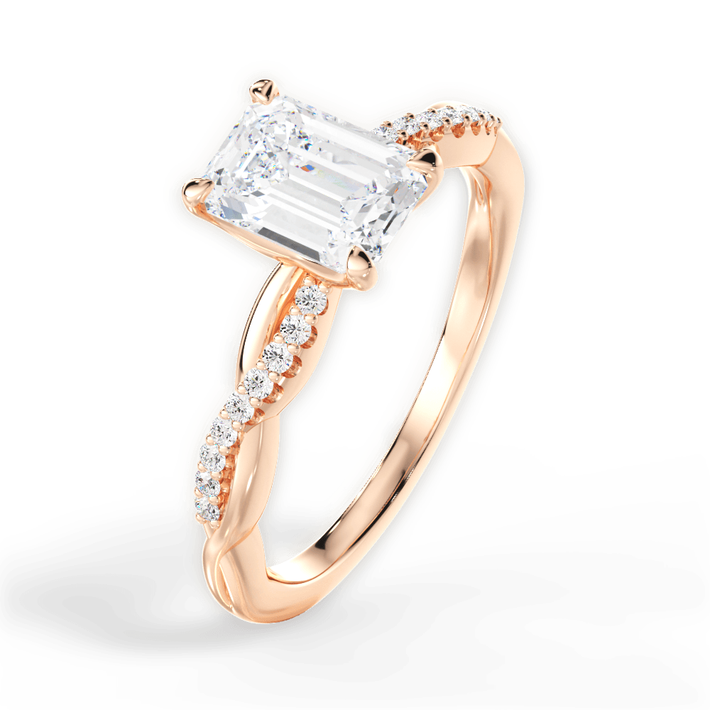 Charlotte Emerald Cut Lab Grown Diamond 18Kt Rose Gold Engagement Ring - View 3