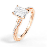 Charlotte Emerald Cut Lab Grown Diamond 18Kt Rose Gold Engagement Ring - View 3